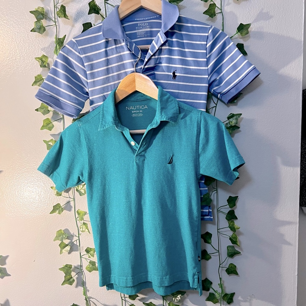 🦋Boys Bundle Polo shirt 2 size (8) medium🦋 Polo Ralph Lauren🦋 Nautica 🦋